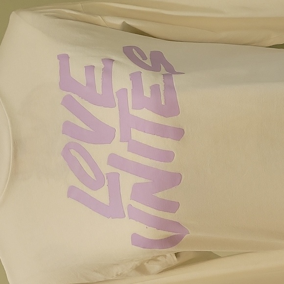 ADIDAS long sleeved white tshirt.  Unisex size small.  "LOVE UNITES" 🌈 - Picture 4 of 6